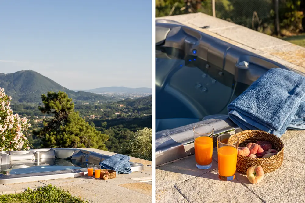 Hot tub and valley view at Triano